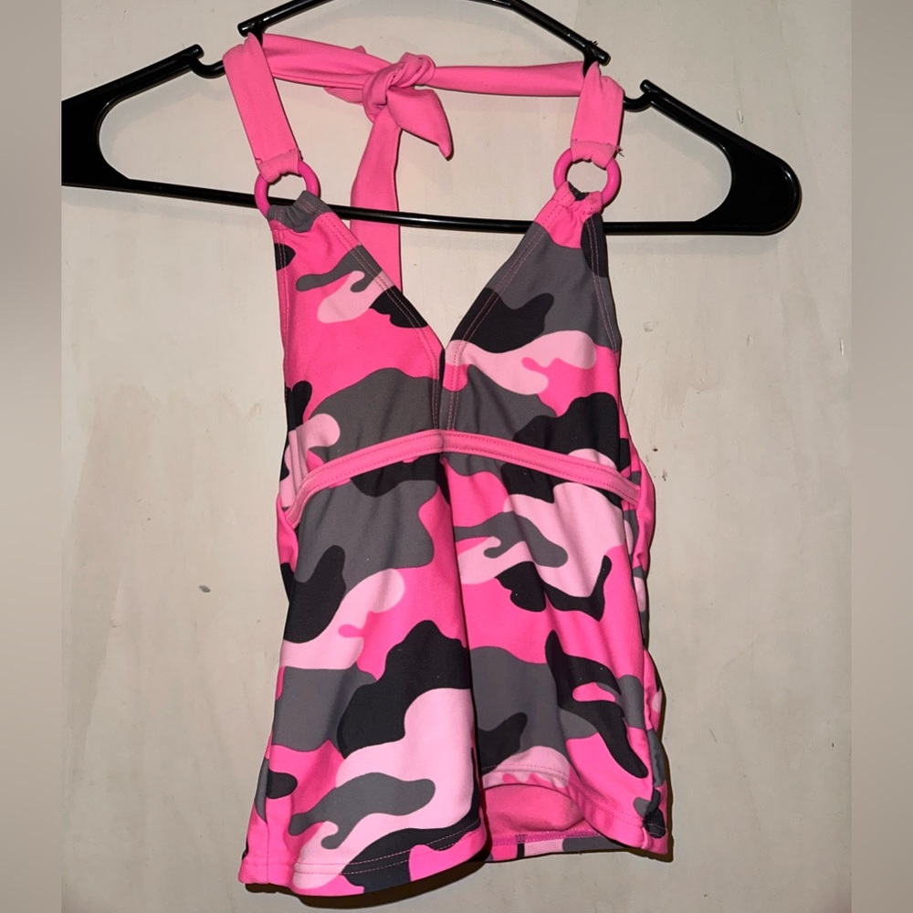 Kids Size S Pink Camo Justice Tankini